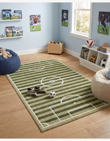 Green Sports Washable Rug