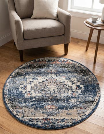Blue Tucson Round Rug