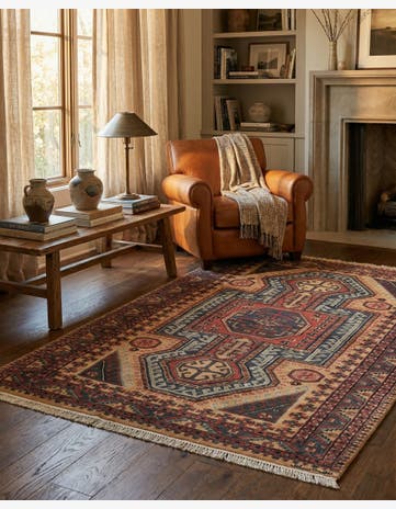 4' 2 x 6' 2 Hand Knotted Kazak Oriental Wool Rug