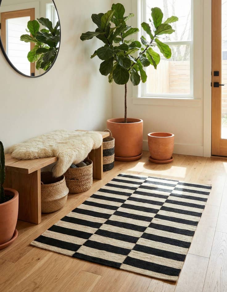 Detail image of 2' 8 x 3' 10 Hand Woven Kilim Modern Wool Rug