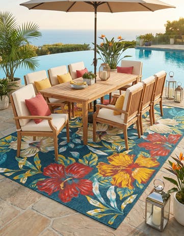 10' x 13' Easy-Clean Coastal Indoor / Outdoor Rug