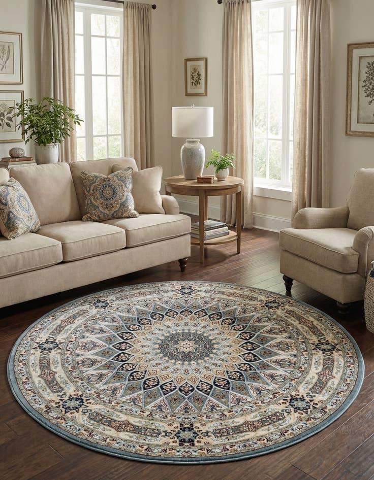 Detail image of 5' 3 x 5' 3 Nain Design Round Rug