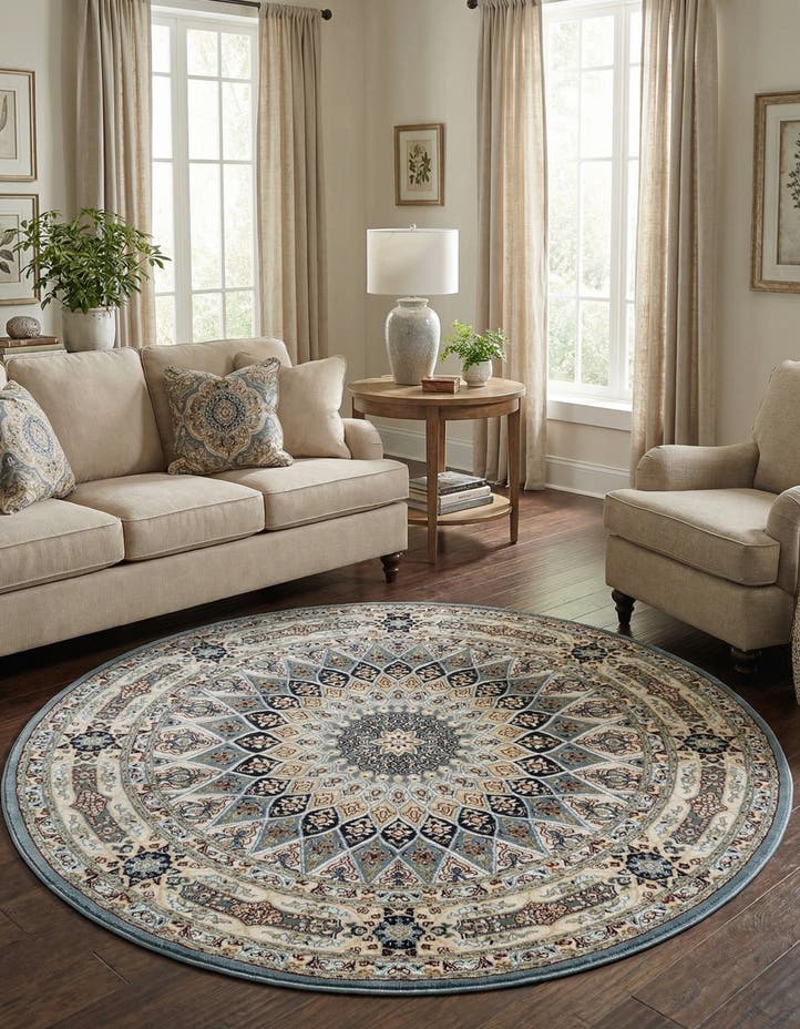 5' 3 x 5' 3 Nain Design Round Rug