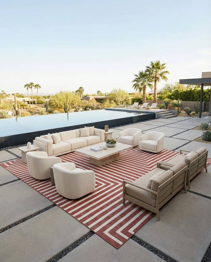 Detail image of 13' x 13' Easy-Clean Modern Indoor / Outdoor Square Rug