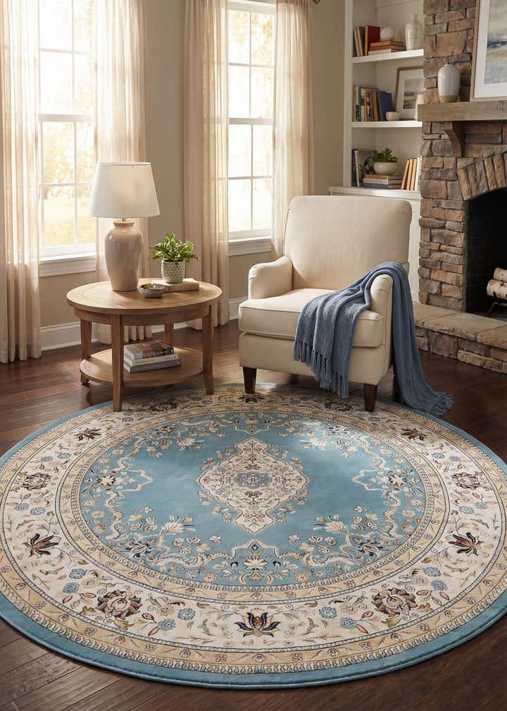 5' 3 x 5' 3 Nain Design Round Rug