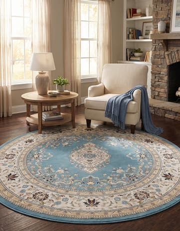 Blue Nain Design Round Rug