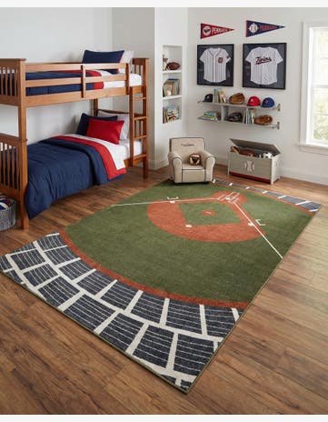 Green and Blue Sports Washable Rug