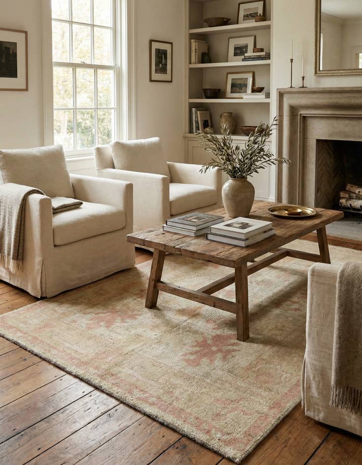 Detail image of 5' 2 x 6' 5 Hand Knotted Oushak Wool Rug