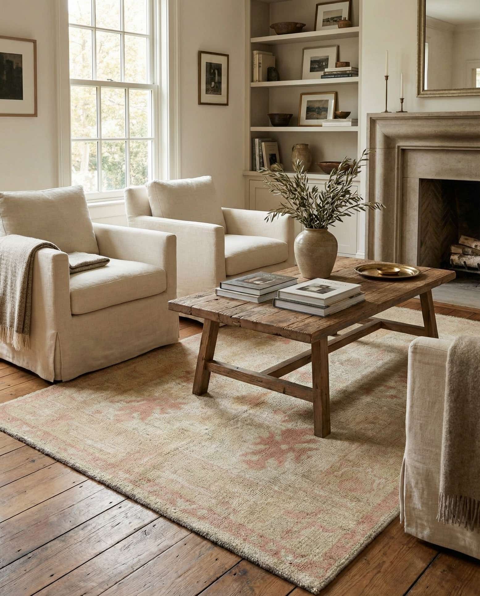 5' 2 x 6' 5 Hand Knotted Oushak Wool Rug