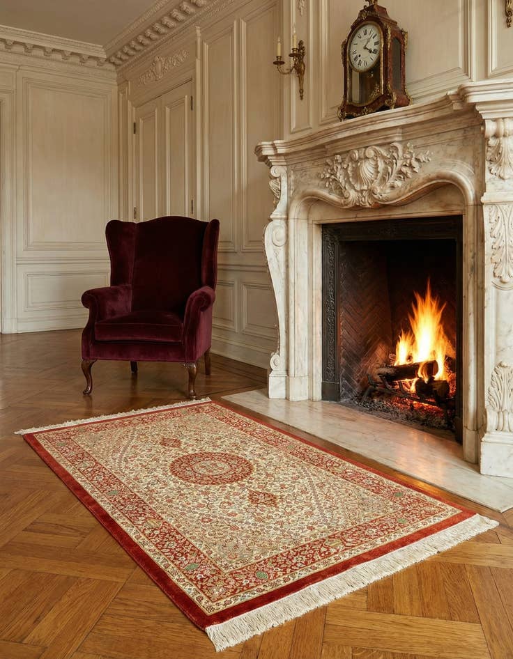 Detail image of 2' 7 x 4' Ghom Silk Rug