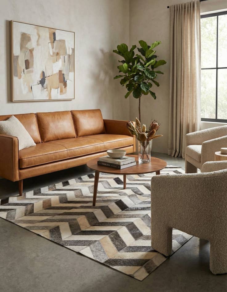 Detail image of 4' 1 x 6' 1 Cowhide - Patchwork Rug