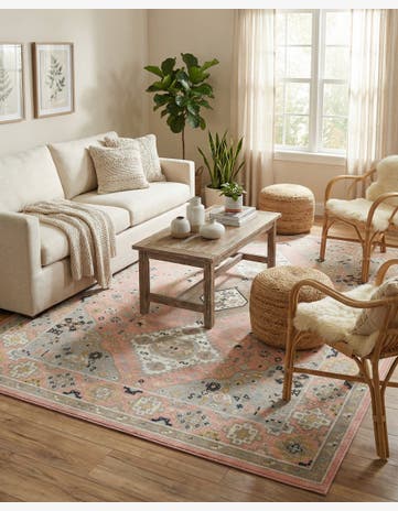 Rose Pink Kamala Washable Rug