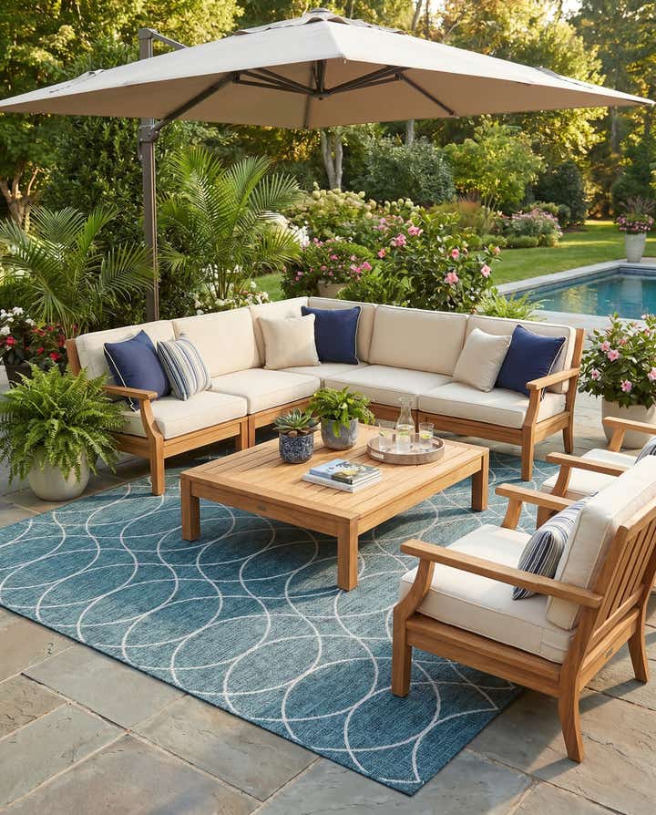 10' x 10' Easy-Clean Trellis Indoor / Outdoor Square Rug