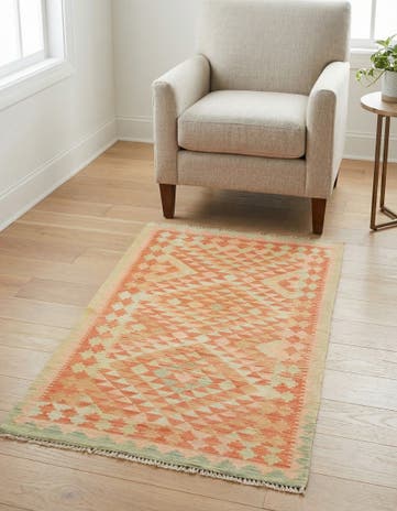 2' 8 x 4' 3 Hand Woven Kilim Waziri Wool Rug