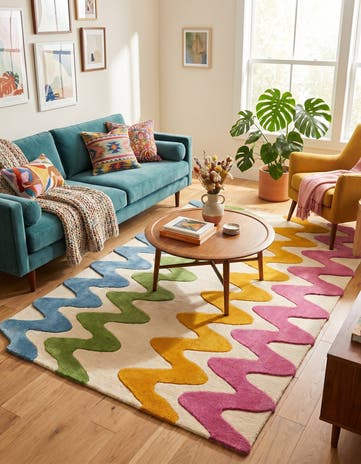 5' 1 x 8' Happy Rugs Wavy Wool