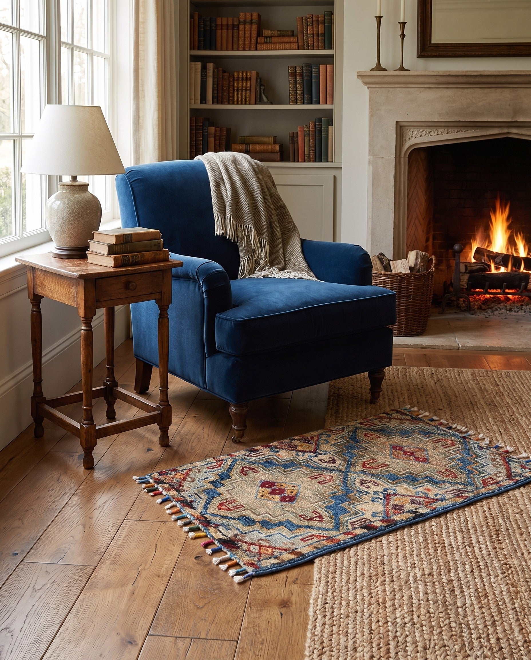 1' 4 x 2' Hand Knotted Ziegler Rug