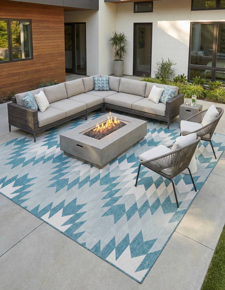 Detail image of 12' x 12'  Washable Modern Indoor / Outdoor Square Rug
