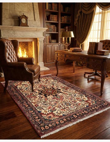 3' 6 x 5' 4 Hand Knotted Heriz Persian Wool Rug