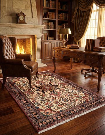 3' 6 x 5' 4 Hand Knotted Heriz Persian Wool Rug