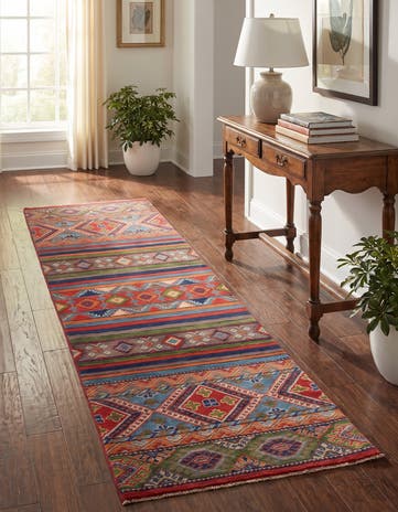2' 9 x 9' 8 Hand Knotted Kazak Runner Rug