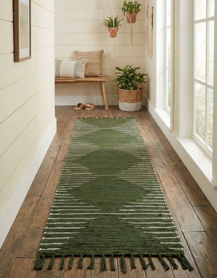 Detail image of 2' x 8'  Hand Woven Chindi Cotton Runner Rug