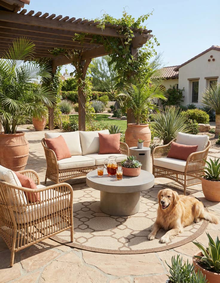 Detail image of 6' x 6' Washable Lattice Indoor / Outdoor Round Rug