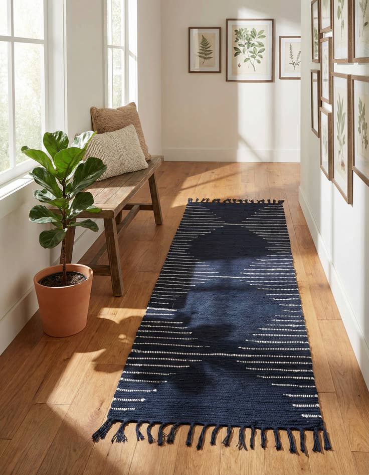 Detail image of 2' 2 x 6' 1 Hand Woven Chindi Cotton Runner Rug