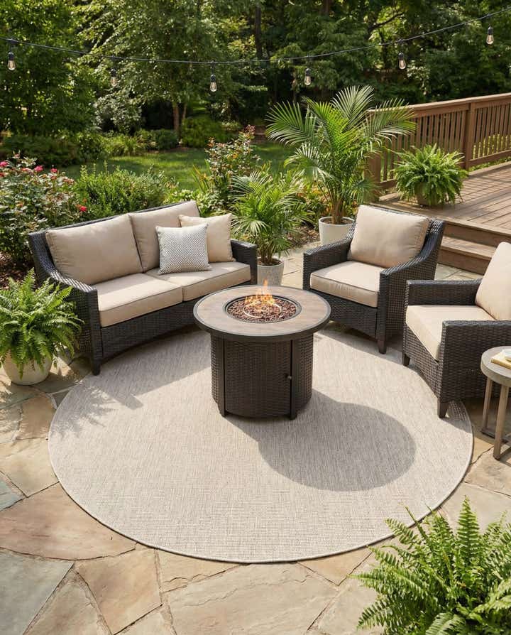 7' 10 x 7' 10 Easy-Clean Solid Indoor / Outdoor Round Rug