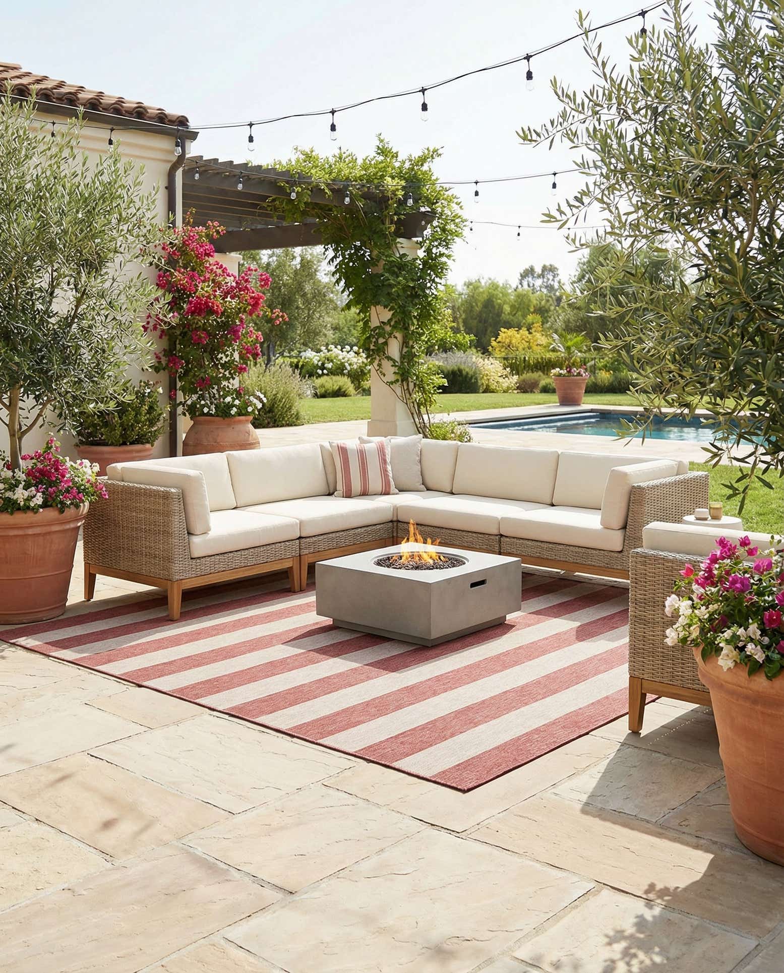 10' x 10' Easy-Clean Ribbon Indoor / Outdoor Square Rug