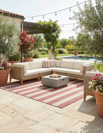 10' x 10' Easy-Clean Ribbon Indoor / Outdoor Square Rug