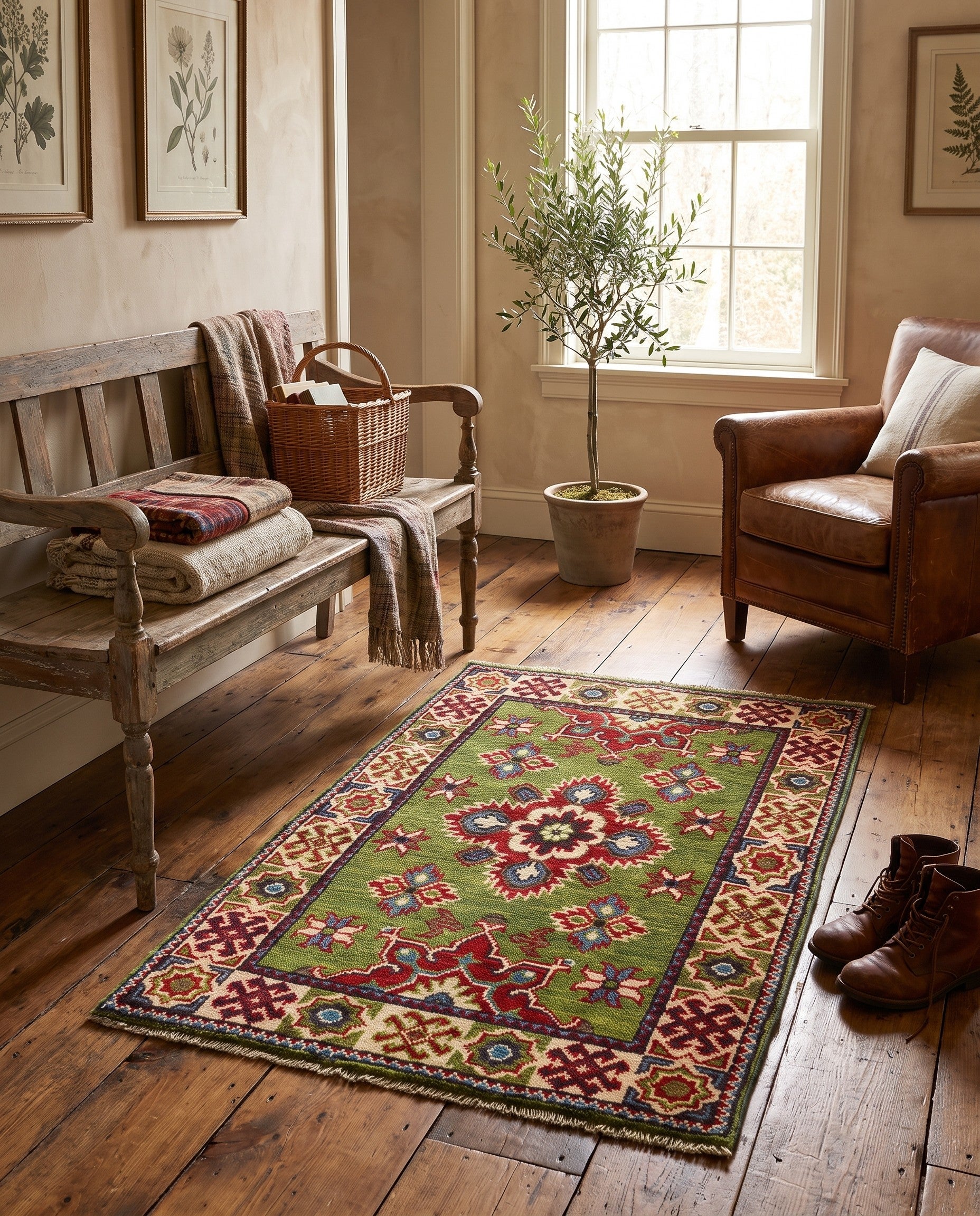 2' x 2' 11 Hand Knotted Kazak Rug