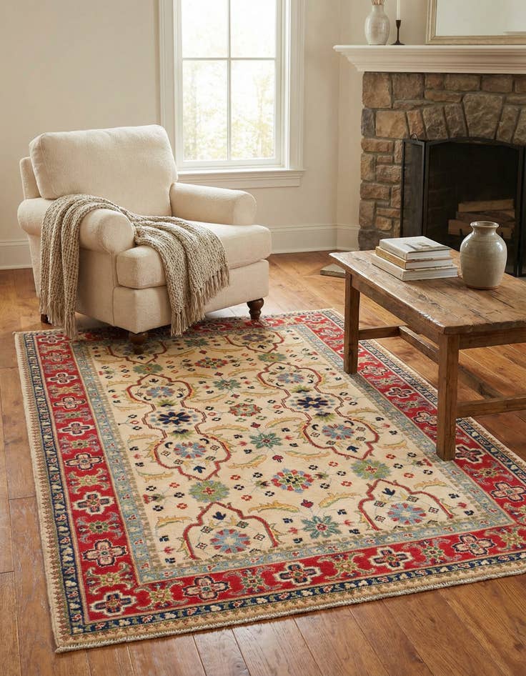 Detail image of 4' x 6' Hand Knotted Kazak Rug