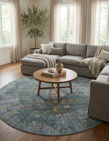 Turquoise Santiago Round Rug