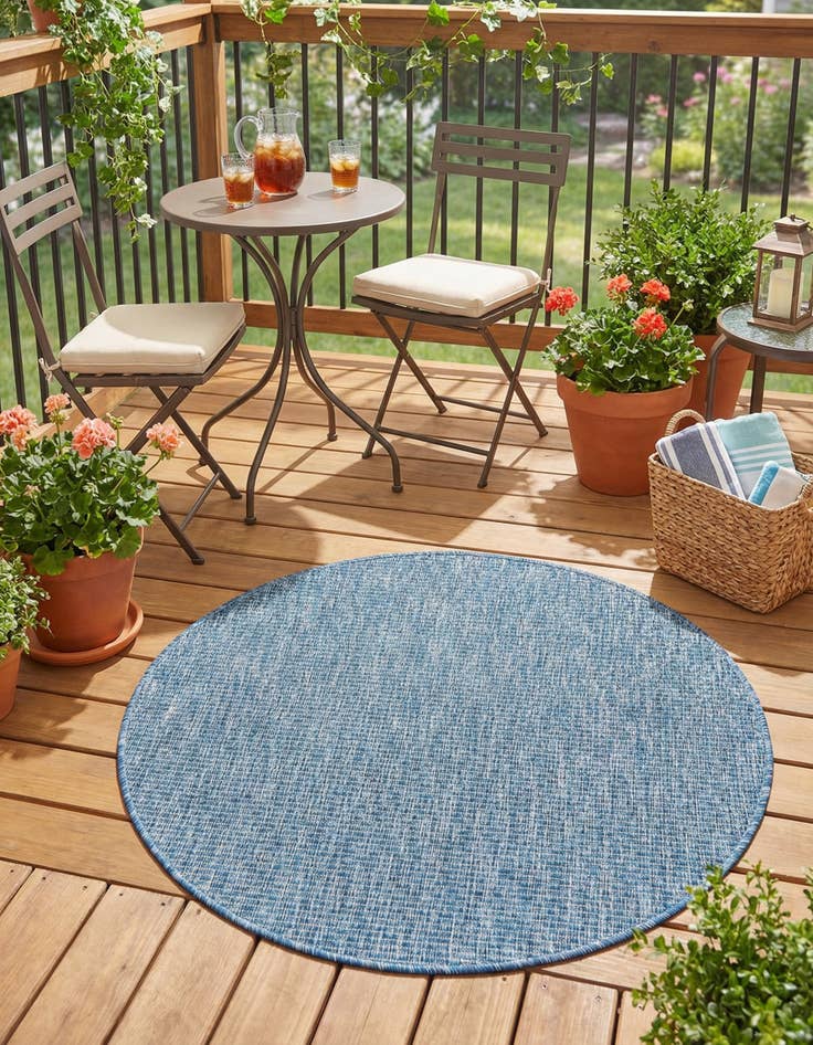 Detail image of 3' x 3' Washable Solid Indoor / Outdoor Round Rug