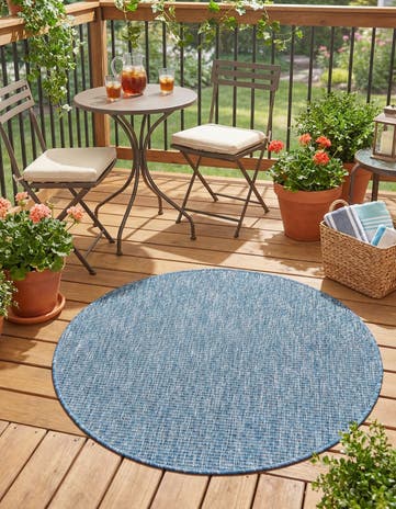 3' x 3' Easy-Clean Solid Indoor / Outdoor Round Rug