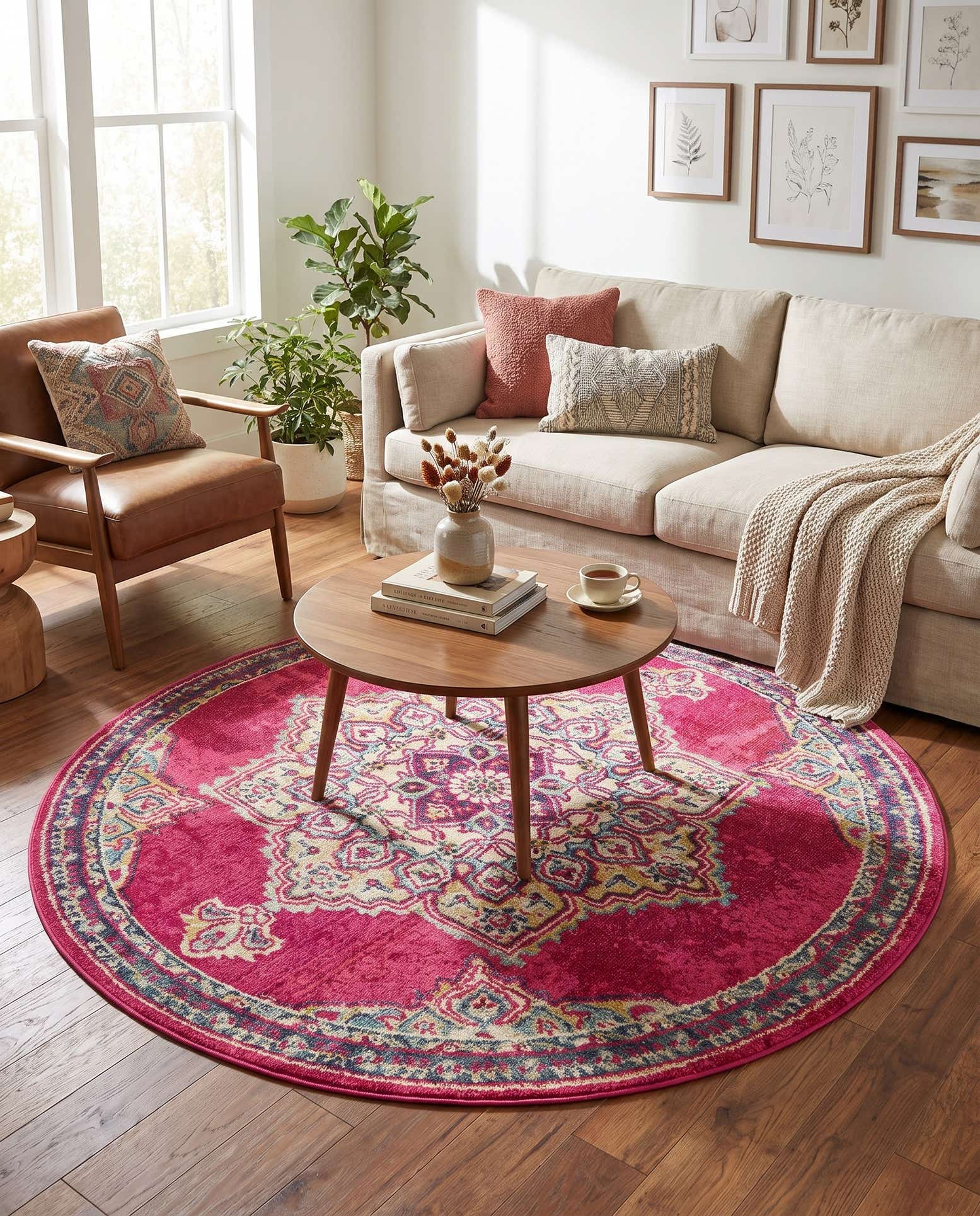 185cm x 185cm Lavable Palazzo Tapis Rond