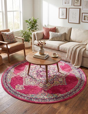 6' x 6' Washable Fleur Round Rug