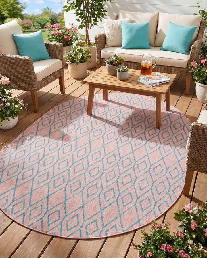 7' 10 x 10' Easy-Clean Jill Zarin Turks and Caicos Indoor / Outdoor Oval Rug
