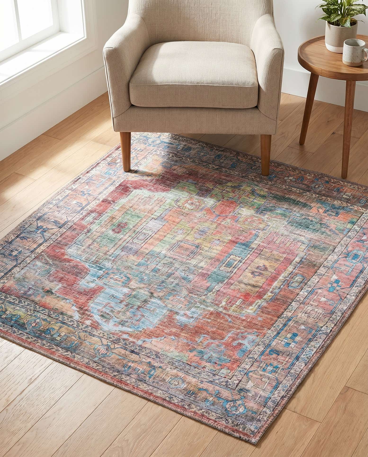3' 3 x 3' 3 Washable Maahru Square Rug