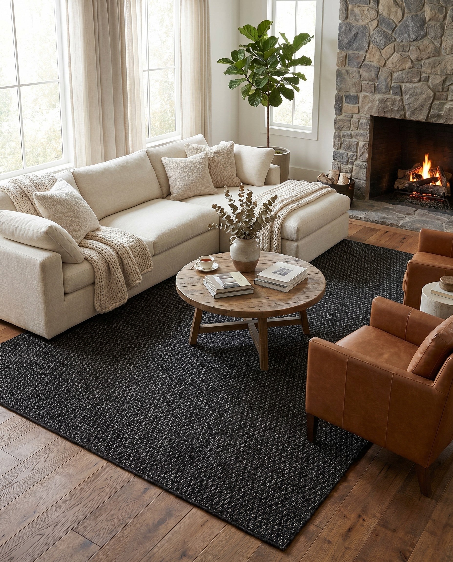 9' x 12' Hand Woven Lattice Wool Rug