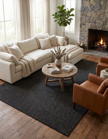 9' x 12' Hand Woven Lattice Wool Rug