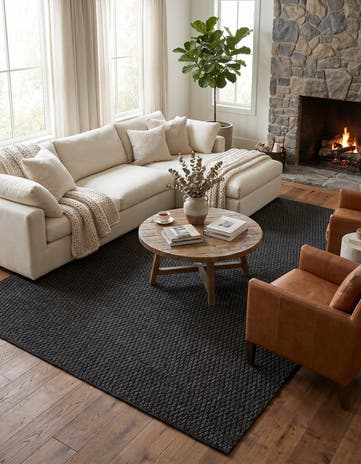9' x 12' Hand Woven Lattice Wool Rug