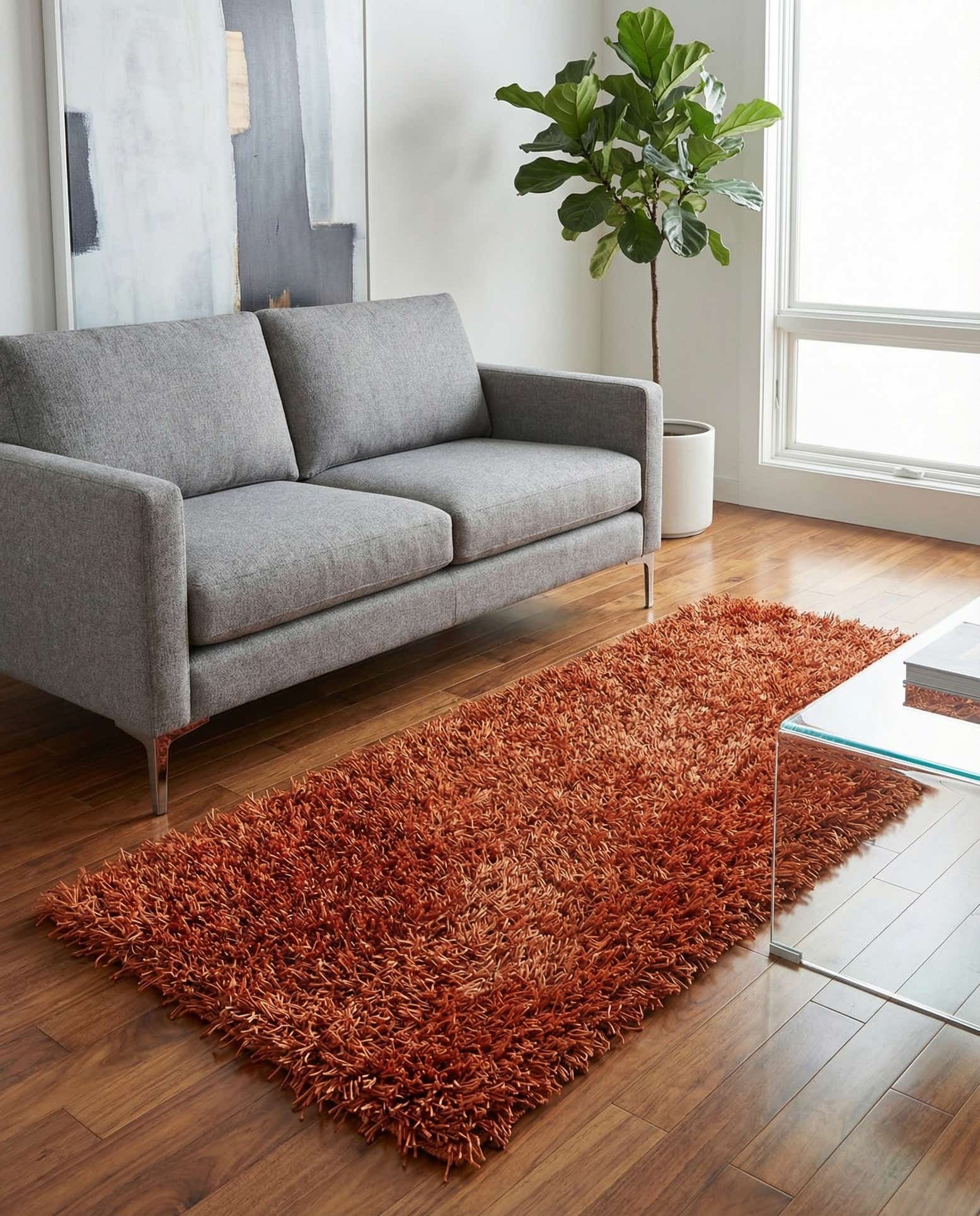 2' 8 x 4' 8 Hand Knotted Solid Shag Oriental Rug