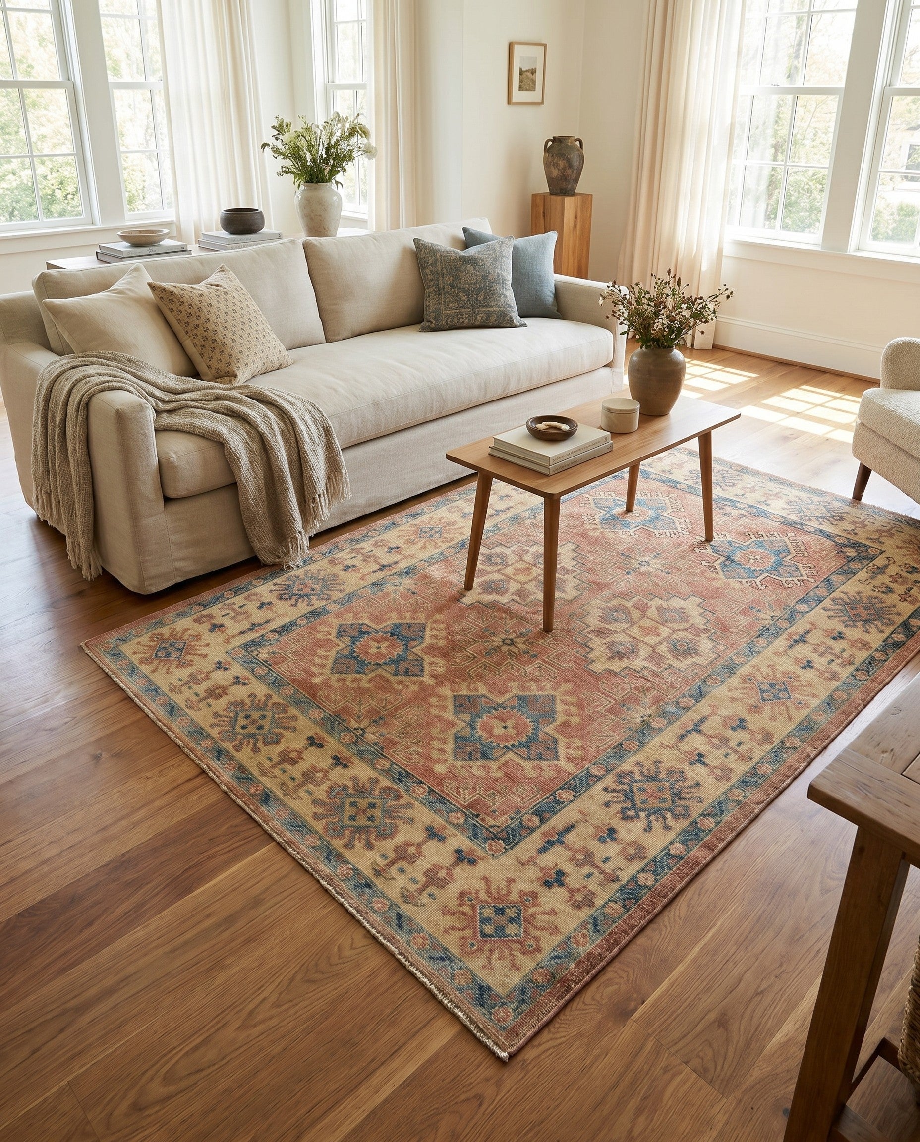 4' x 5' 9 Hand Knotted Oushak Wool Rug