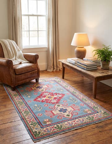 3' 2 x 4' 11 Hand Knotted Kazak Rug