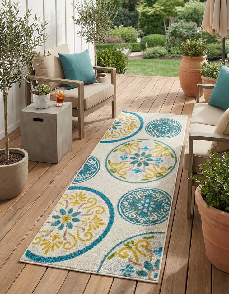 Detail image of 2' x 6' Washable Modern Indoor / Outdoor Runner Rug