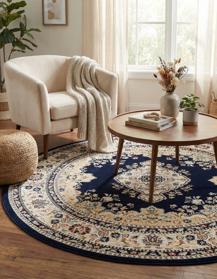 5' 3 x 5' 3 Nain Design Round Rug