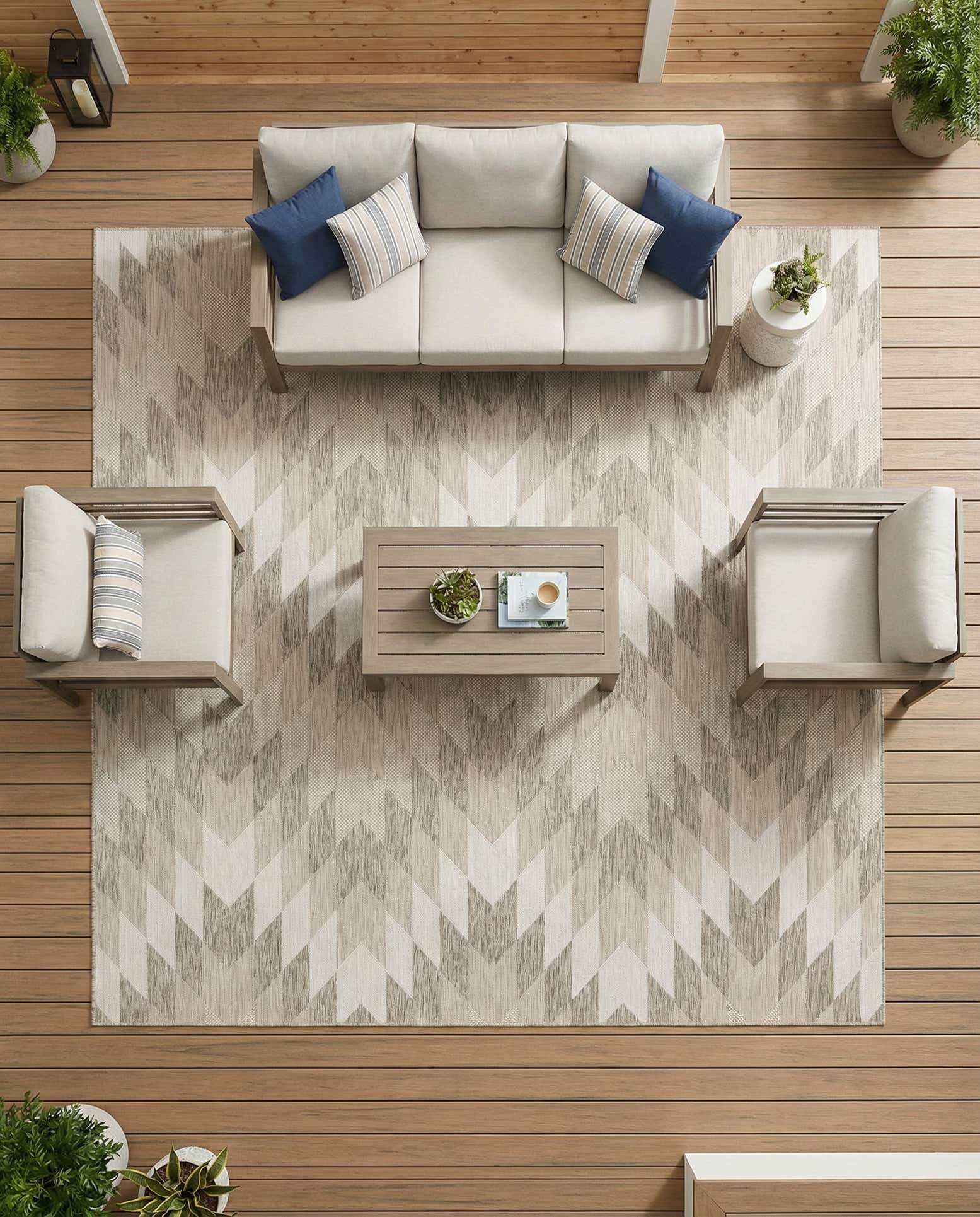 10' x 10' Easy-Clean Modern Indoor / Outdoor Square Rug