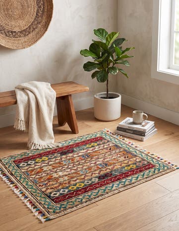 1' 4 x 2' Hand Knotted Modern Ziegler Rug