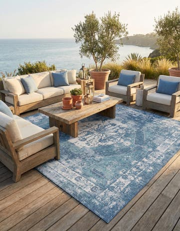 10' x 10' Easy-Clean Traditional Indoor / Outdoor Square Rug